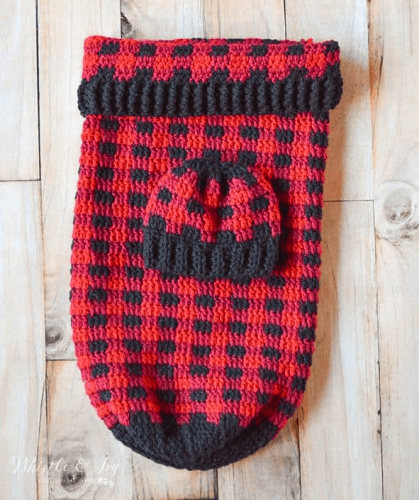 Free Crochet Plaid Baby Cocoon Pattern by Whistle And Ivy