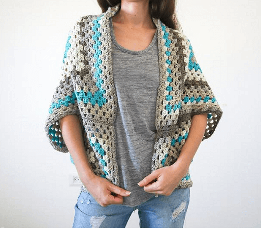 Granny Square Shrug Crochet Pattern by The Snugglery Patterns