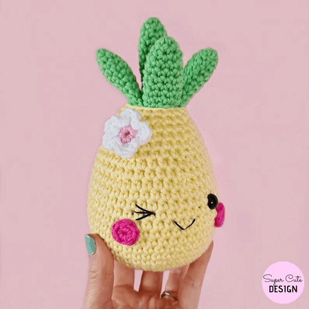 Happy Pineapple Crochet Pattern by Super Cute Design Shop