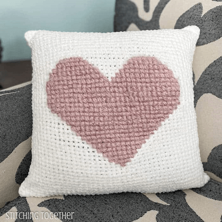 Heart Crochet Pillow Pattern by Stitching Together
