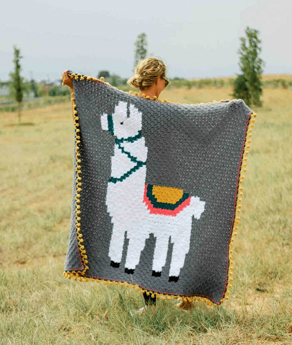 Llama Corner To Corner Crochet Blanket Pattern by Make And Do Crew