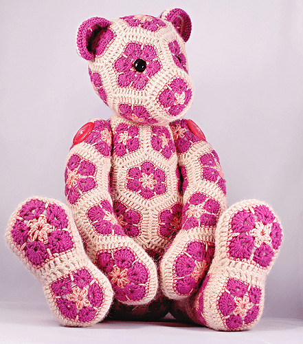 Lollo, The African Flower Bear Crochet Pattern by Heidi Bears