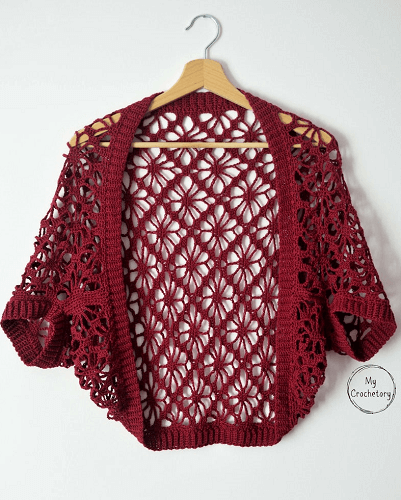 Meadow Lace Crochet Shrug Pattern by My Crochetory