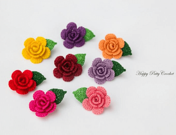 Mini Crochet Rose Pattern by Happy Patty Crochet