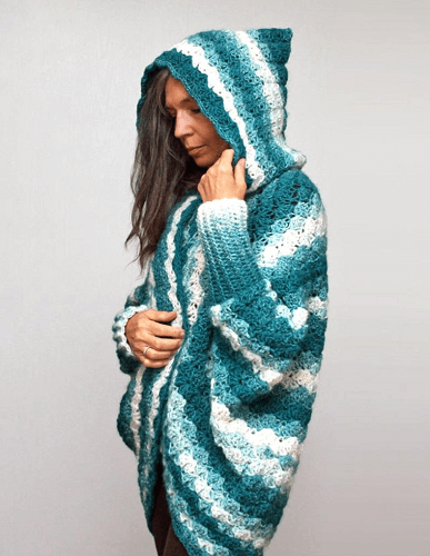 Moonlit Hooded Shrug Crochet Pattern by Crystal Bear Designs