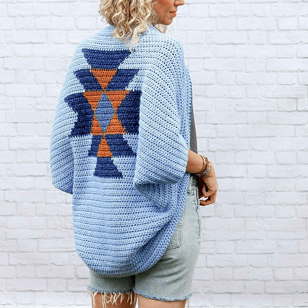 Navajo Blanket Free Crochet Shrug Pattern by Make And Do Crew