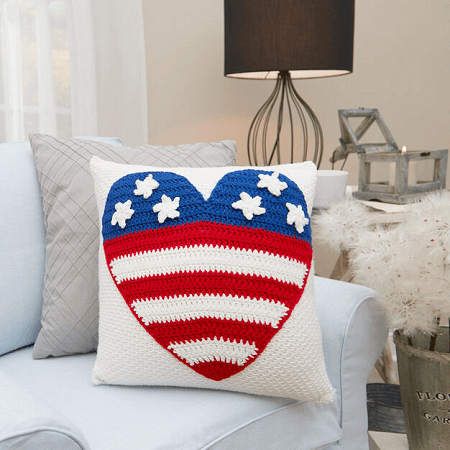 Patriot Heart Pillow Crochet Pattern by Red Heart