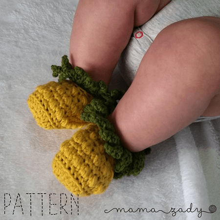 Pineapple Booties Crochet Pattern by Mama Zady Stitches