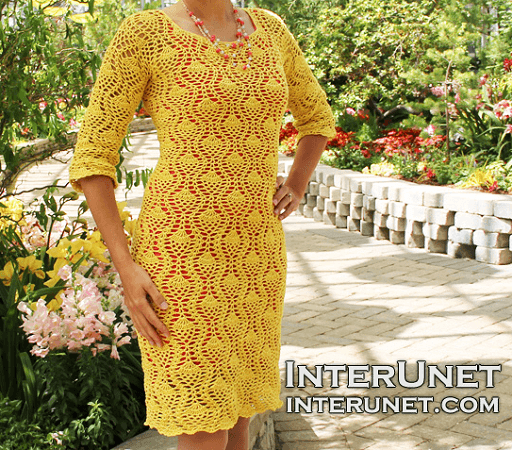 Pineapple Stitch Dress Crochet Pattern by Interunet