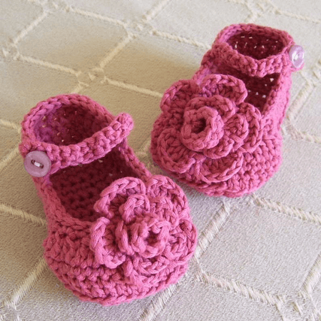 Rose Garden Baby Shoes Crochet Pattern by Holland Designs