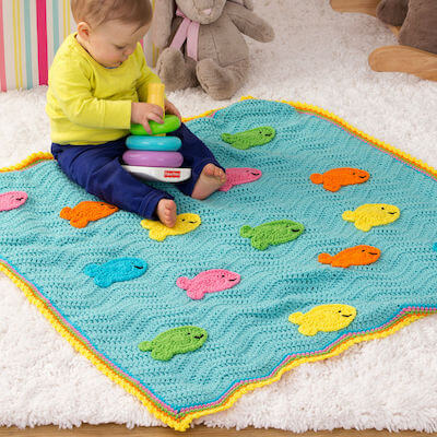 School Of Fish Blanket Crochet Pattern by Red Heart