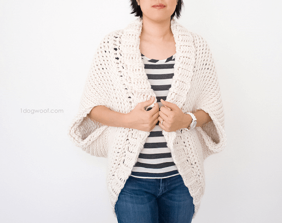 Simple Straight Shrug Crochet Pattern by 1 Dog Woof