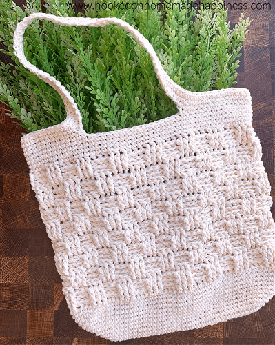 Basketweave Market Bag Crochet Pattern by Hooked Homemade Happy