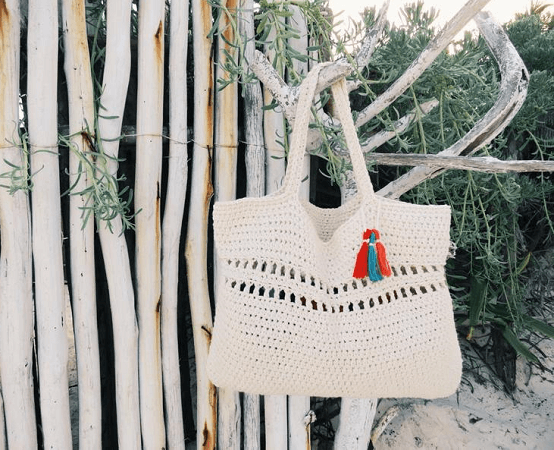 Beach Tote Bag Crochet Pattern by Two Of Wands Shop