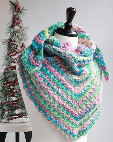 Candy Kisses Triangle Scarf Crochet Pattern by Nana's Crafty Home