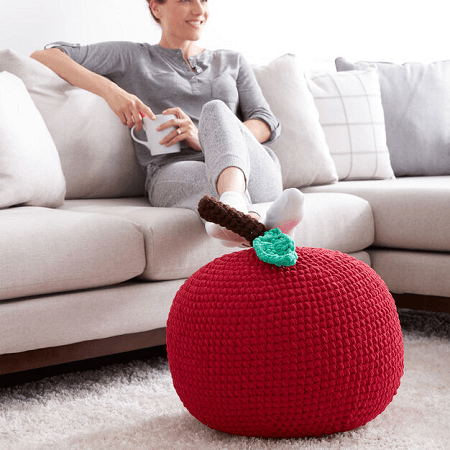 Crochet Apple Foot Rest Pattern by Yarnspirations