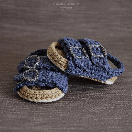 Crochet Baby Sandals Pattern by Showroom Crochet