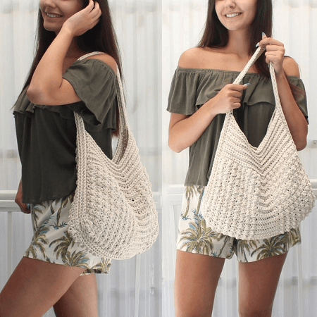 Crochet Boho Beach Bag Pattern by The Easy Design