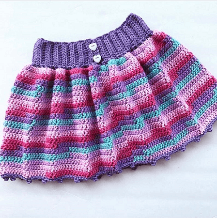 Purple crocheted A-line skirt