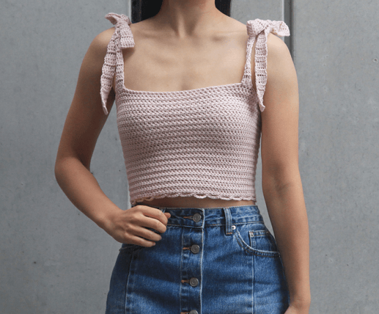 Crochet Tie Strap Crop Summer Top Pattern by For The Frills