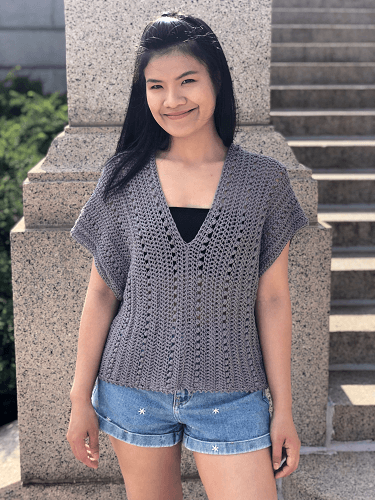 Fashion Tops Crochet Tops suisses collection Crochet Top light grey weave pattern casual look 