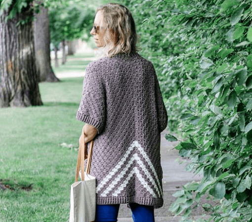 Easy C2C Crochet Kimono Sweater Pattern by Make And Do Crew