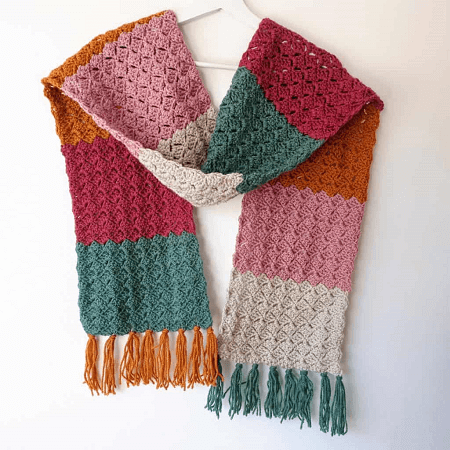 Easy Crochet Color Block Scarf Pattern by Annie Design Crochet
