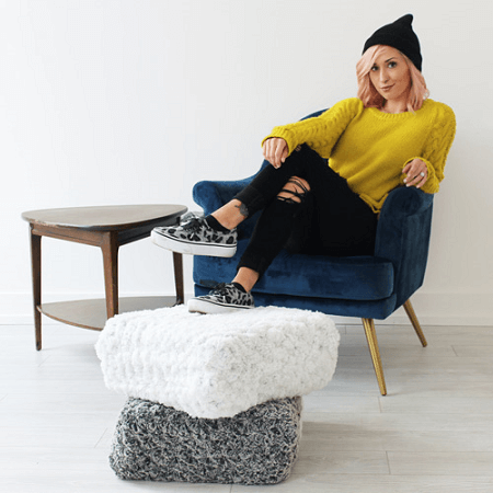 Faux Furry Floor Pouf Crochet Pattern by The Hook Nook Life