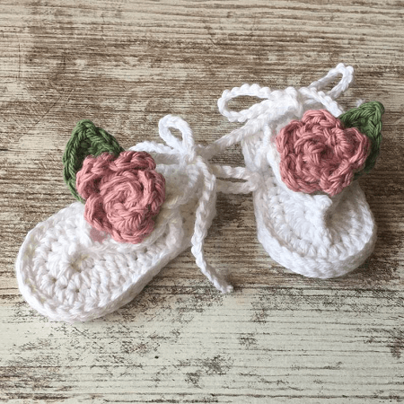 Flower Baby Sandals Crochet Pattern by A Frayed Knot Boutique