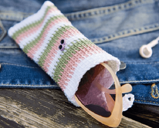 Free Tunisian Crochet Sunglasses Case Pattern by Gathered