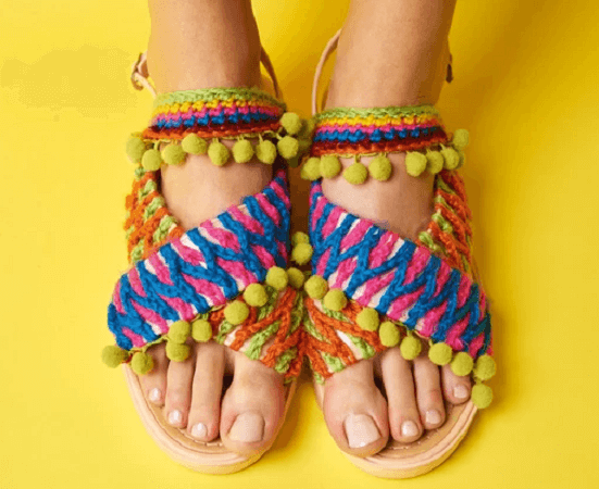 Free Embellished Crochet Sandals Pattern by Gathered