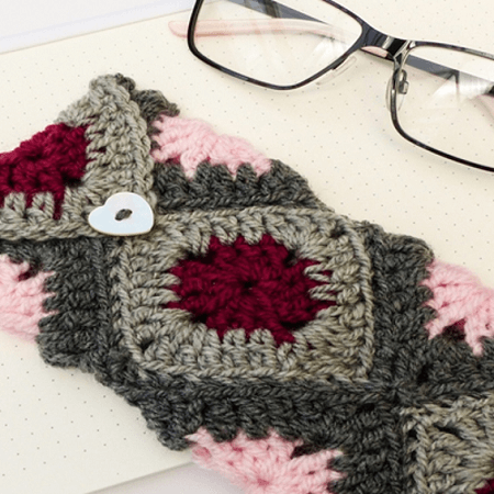 Granny Square Crochet Eyeglass Case Pattern by Hobby Craft