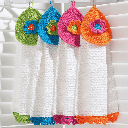Pretty Flowers Tea Towels Crochet Pattern by Yarnspirations