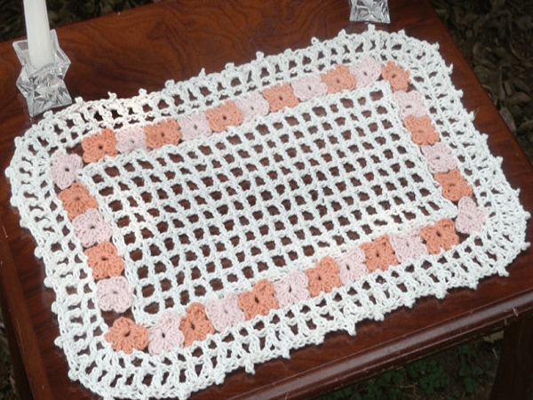 Rectangle Flower Garden Doily Crochet Pattern by Crochet Spot Patterns