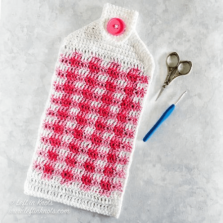 Spring Gingham Hand Towel Crochet Pattern by Left In Knots