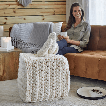 Square Pouf Crochet Pattern by Red Heart
