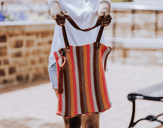 Striped Summer Bag Crochet Pattern by TL Yarn Crafts