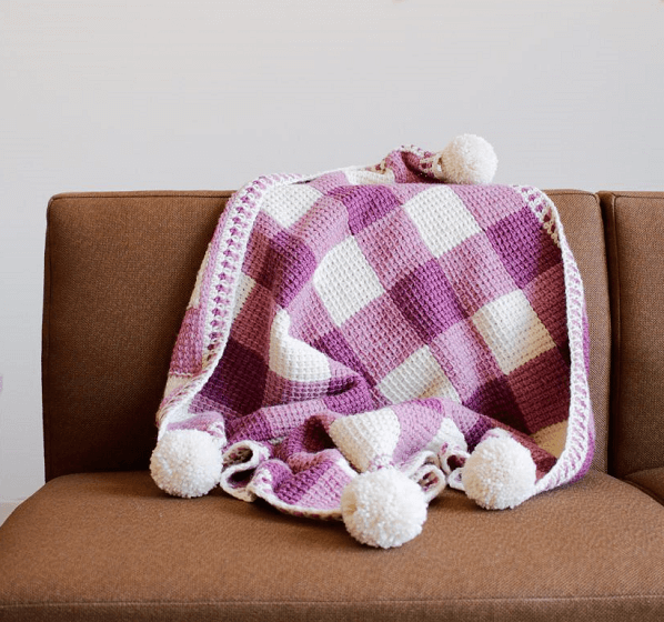 Sweet Gingham Baby Blanket Crochet Pattern by TL Yarn Crafts