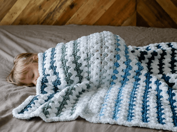 Tributary Free Beginner Crochet Baby Blanket Pattern by Make And Do Crew