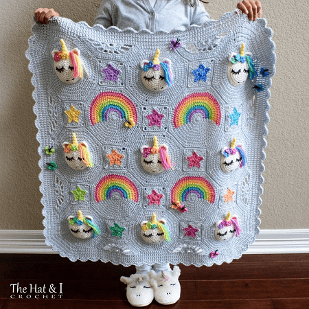 Unicorn Baby Blanket Crochet Pattern by The Hat And I
