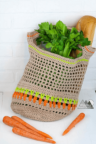Vegetable Market Bag Free Crochet Pattern by Winding Road Crochet