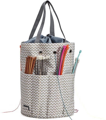 HOMEST XL Yarn Storage Tote, Tangle Free with 6 Oversized Grommets, Knitting and Crochet Organizer