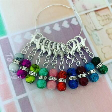 PRETTY GEMS stitch markers Stitch markers keyrings for crochet knitting