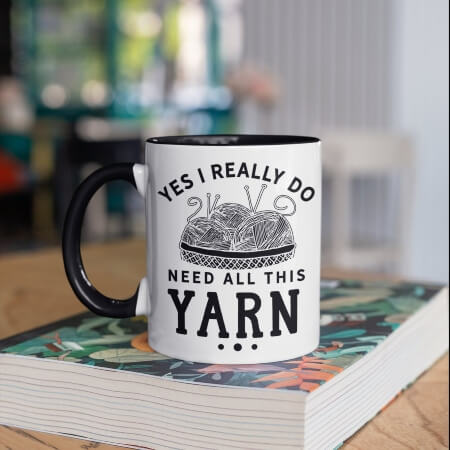 Yarn Knitting Mug, Funny Crocheting Knitting Coffee Mugs, Mothers Day Crocheter Gift