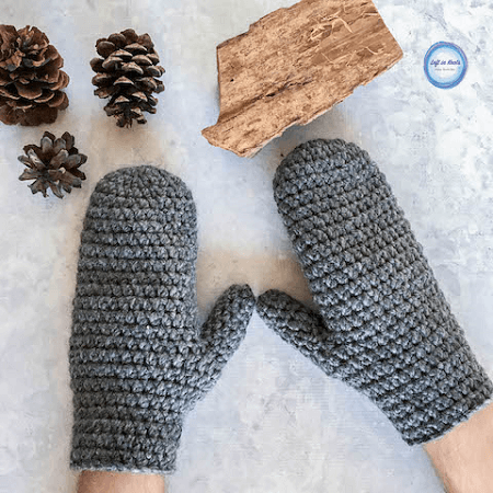 Basic Bulky Men's Mittens Crochet Pattern by Left In Knots