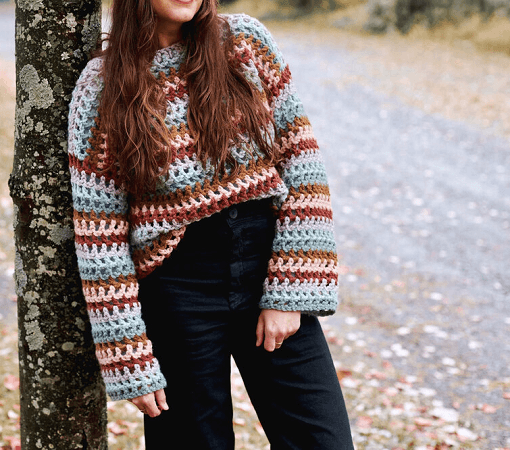 Claudia Crop Free Crochet Sweater Pattern by Two Of Wands