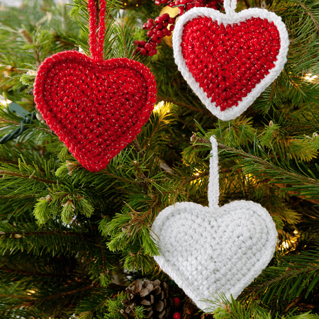 Love Hearts Christmas Crochet Ornament Pattern by Red Heart