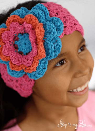 Crochet Flower Headband Pattern by Skip To My Lou