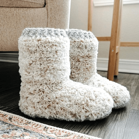 Crochet Fuzzy Ugg Boot Pattern by The Cozy Knot Crochet