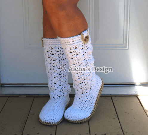 Crochet Lace Boots Pattern by Alena's Design